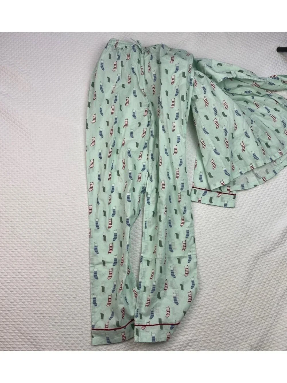Dear Georgie Stockings 2 Piece Pajama Set Boys Size 10 - 11 Y Green Long Sleeve